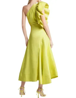 Aje Bonjour Asymmetric Midi Dress Lime Green Size 10 for rent on The Volte - image 3