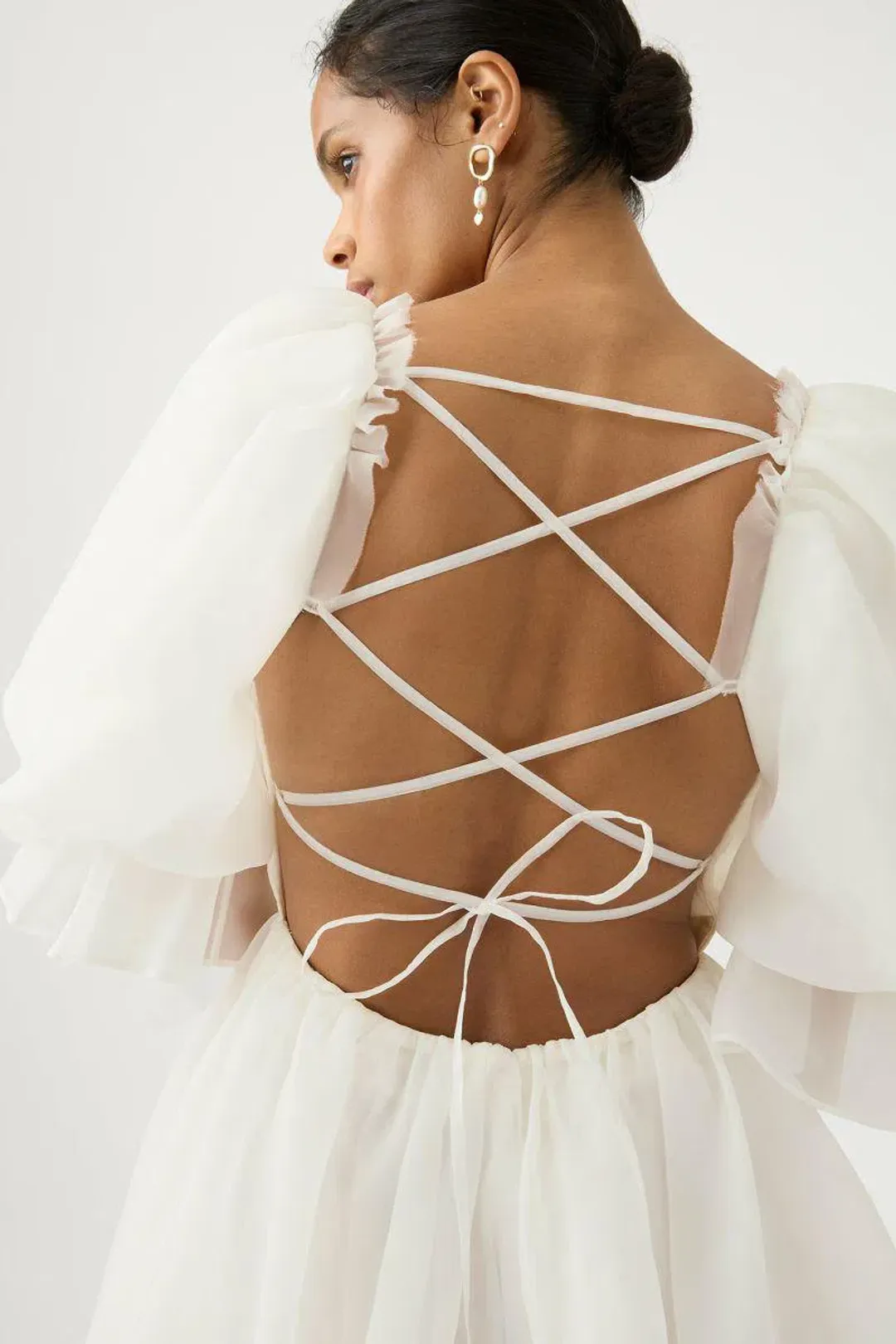 Aje Astrid Tie Back Mini Dress Ivory Size 10 for rent on The Volte - main image