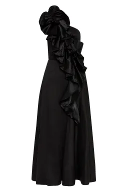 AJE Adelia Ruffle Midi Dress Black Size 8 for rent on The Volte - image 5