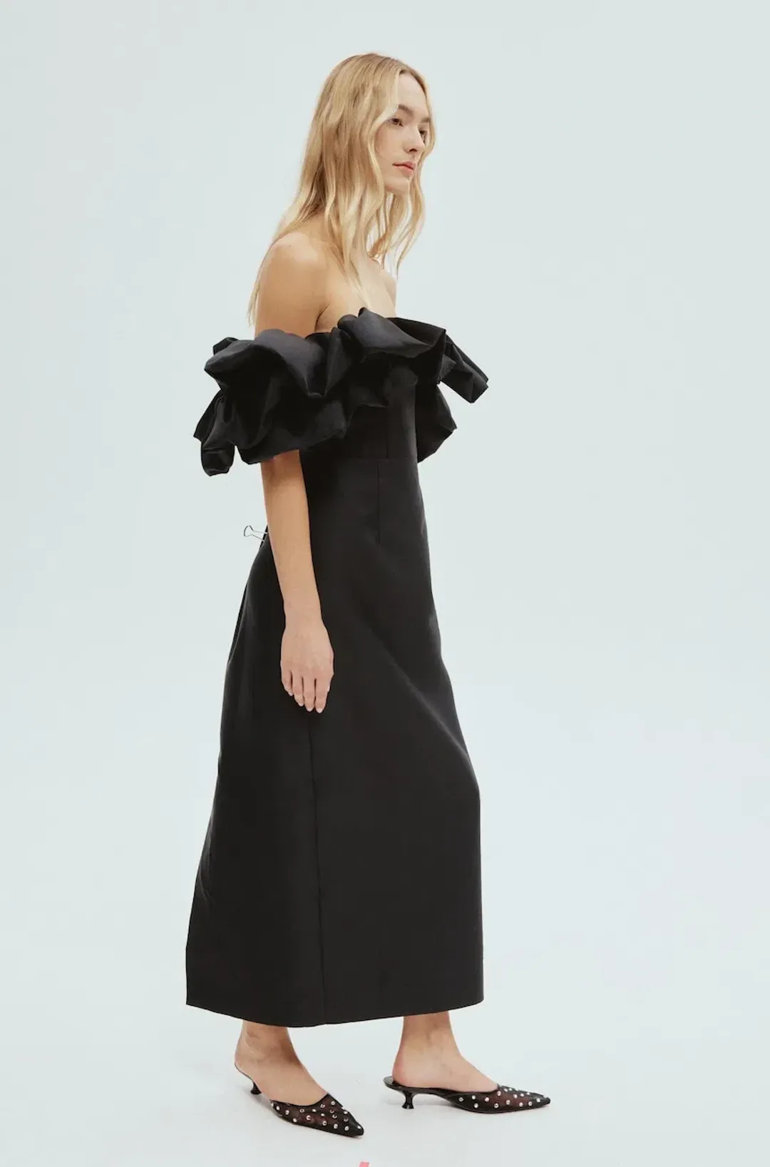 Alemais Suzi Off The Shoulder Midi Dress Black Size 10 for rent on The Volte - main image