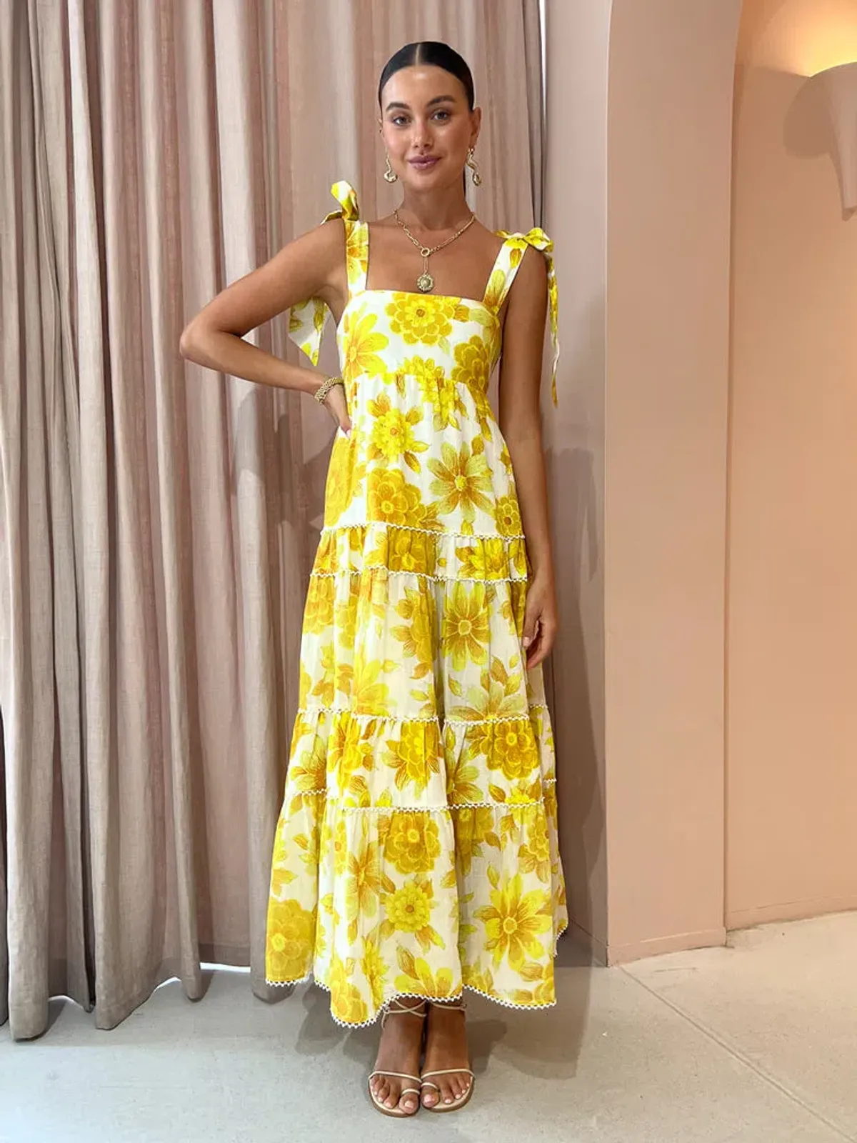Alemais Sonny Midi Dress in Lemon Size 10 for rent on The Volte - main image