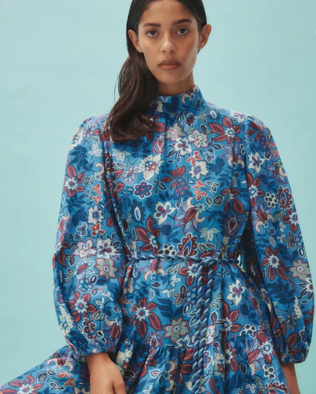 Alemais Isabella Mini Dress Blue/Floral Size 16 for rent on The Volte - main image