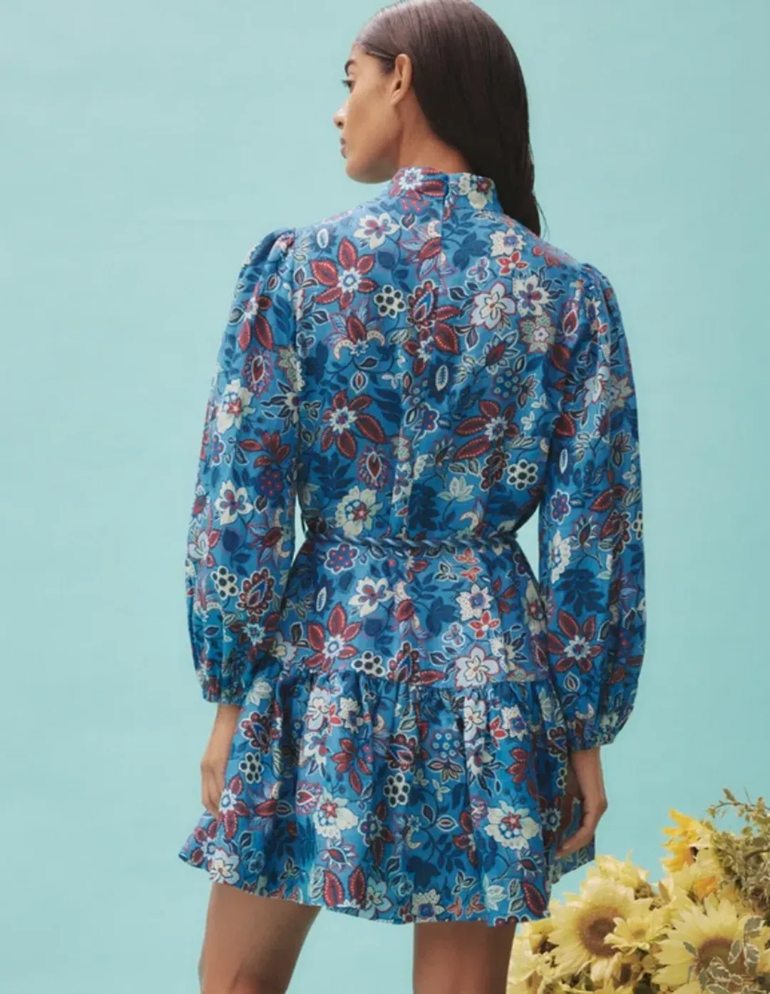 Alemais Isabella Mini Dress Blue/Floral Size 16 for rent on The Volte - main image