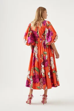 Aje Marlene Vivid Camellia  Midi Dress Floral Size 8 for rent on The Volte - image 3
