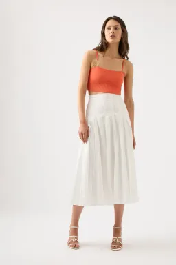 Aje Lucia Knit Bustier Top Coral Orange Size M/10 for rent on The Volte - image 1