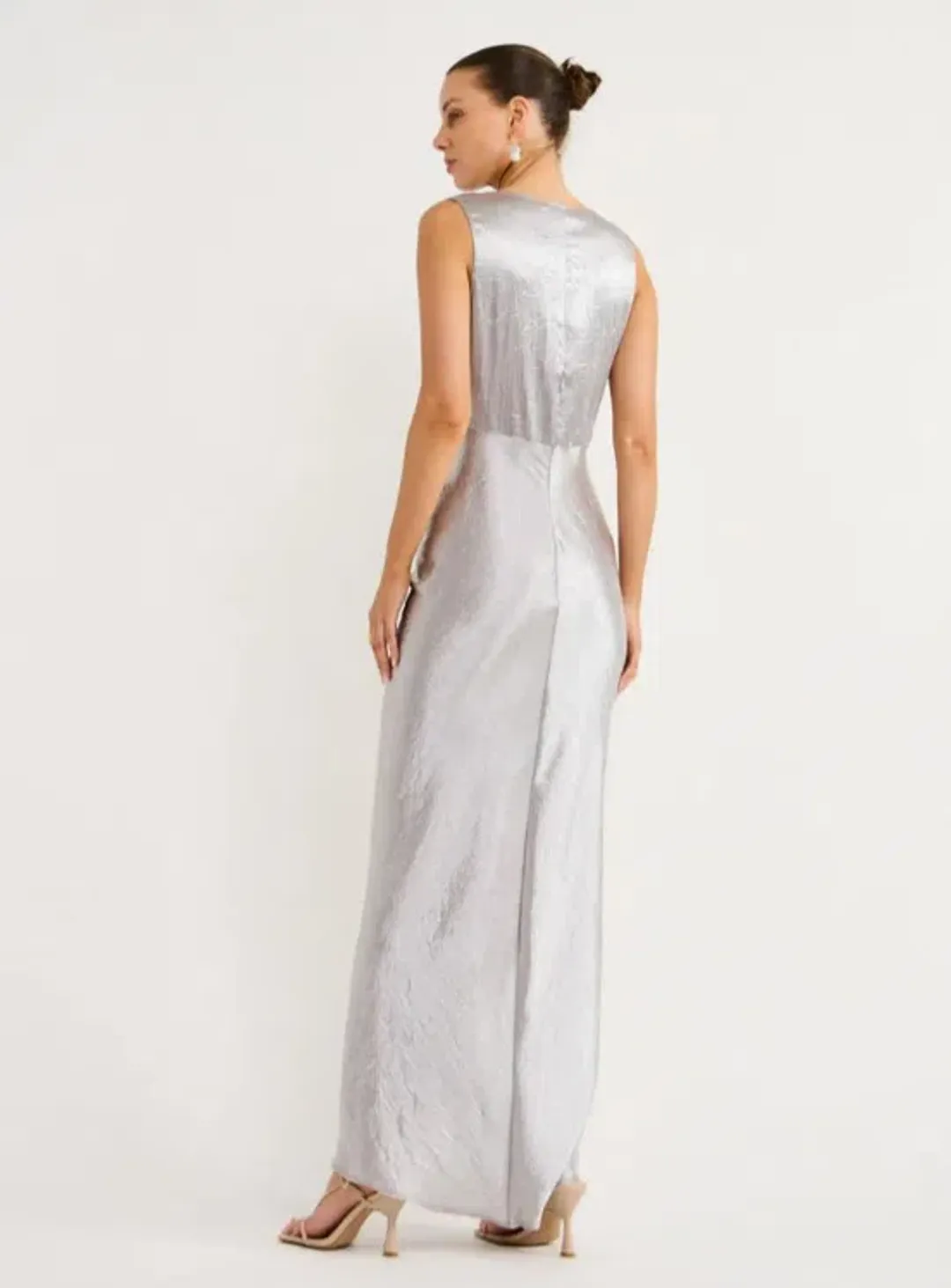 One Fell Swoop Gaia Dress In Mercury Silver Size AU 8 for rent on The Volte - main image
