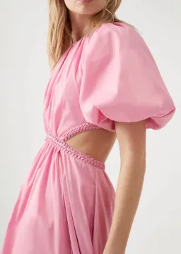 Aje Capucine Puff Sleeve Midi Dress Pink Size AU 10 for rent on The Volte - image 2