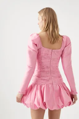Aje Bon Bon Bijou Ruched Long Sleeve Mini Dress Pink Size US 6 / AU 10 for rent on The Volte - image 4
