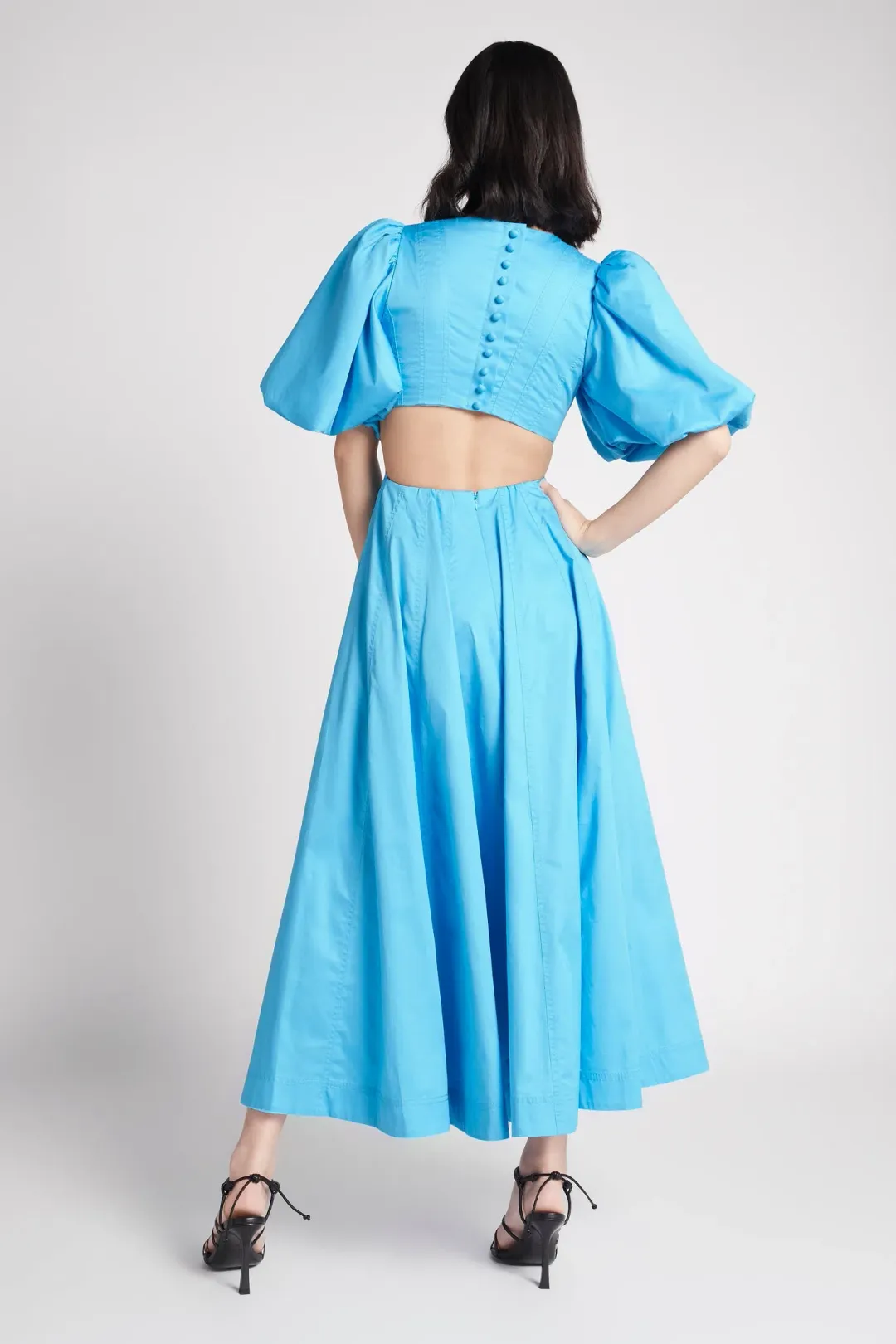 Aje Cerulean Falling Water Cut Out Midi Dress Blue Size AU 6 for rent on The Volte - main image