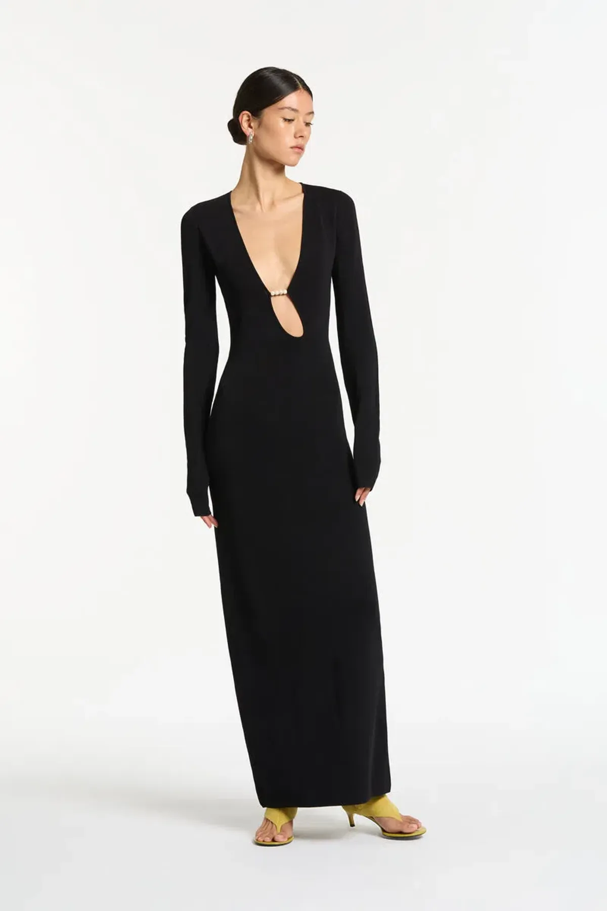 Sir the Label Kinetic Beaded Long Sleeve Maxi Dress Black Size 8 for rent on The Volte - main image