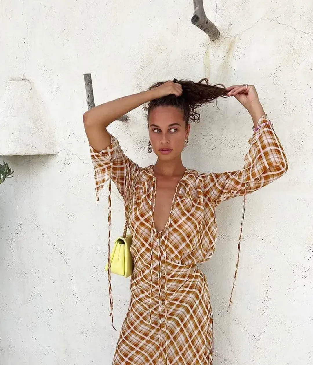 Bec & Bridge Sunflower Check Long Sleeve Maxi Dress Multi Size 6 for rent on The Volte - main image