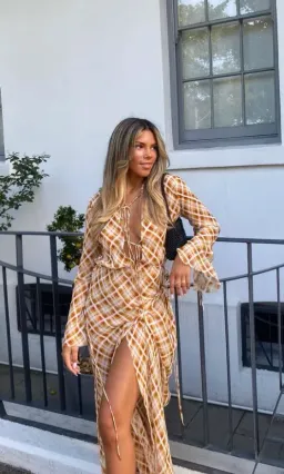 Bec & Bridge Sunflower Check Long Sleeve Maxi Dress Multi Size 6 for rent on The Volte - image 4