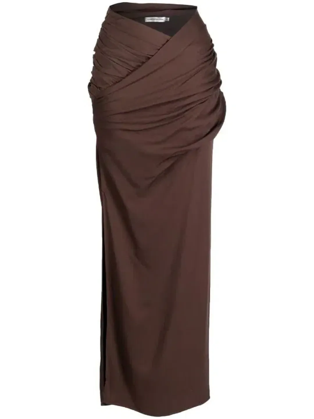 Christopher Esber Veiled Cami & Twisted Wrap Maxi Skirt Set Brown Size L/AU 12  for rent on The Volte - main image