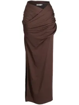 Christopher Esber Veiled Cami & Twisted Wrap Maxi Skirt Set Brown Size L/AU 12  for rent on The Volte - image 2