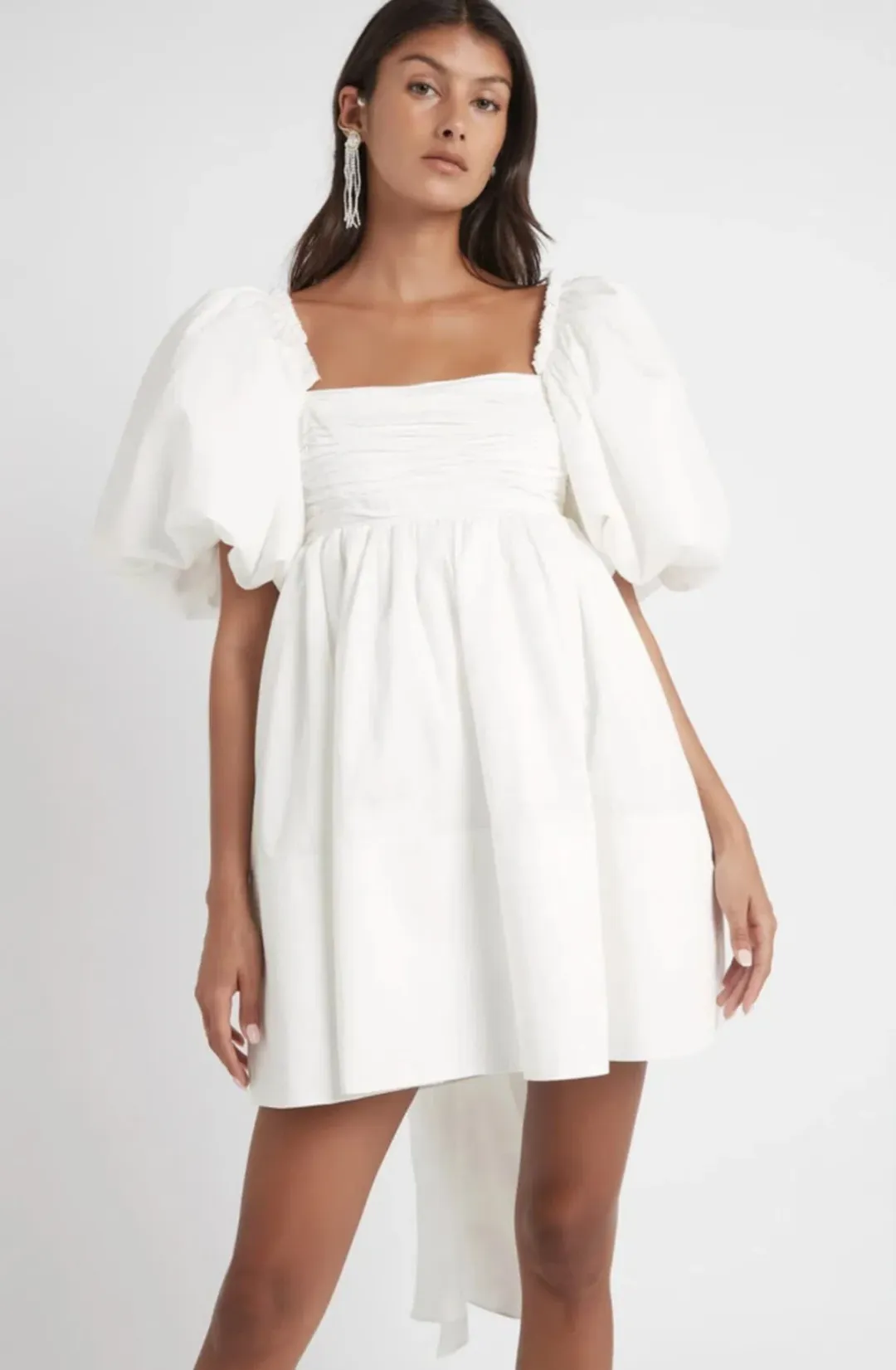 Aje Casabianca Puff Sleeve Dress White Size 4 for rent on The Volte - main image