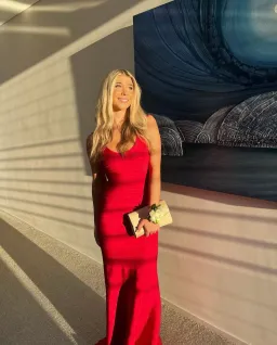 Herve Leger Fluted Gown  Red Size XS/Au 6 for rent on The Volte - image 4