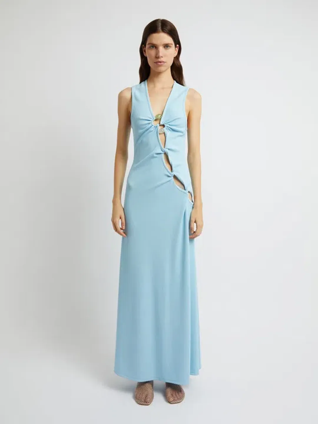 Christopher Esber Chasm Cay Buckle Dress Blue Calcite Size 6  for rent on The Volte - main image