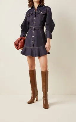 Brandon Maxwell Stretch Denim Button Down Dress Blue Size 2/Au 6 for rent on The Volte - image 1