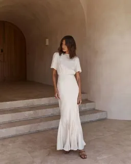 Dissh Campbell Oyster Midi Dress Cream Size 8 for rent on The Volte - image 1