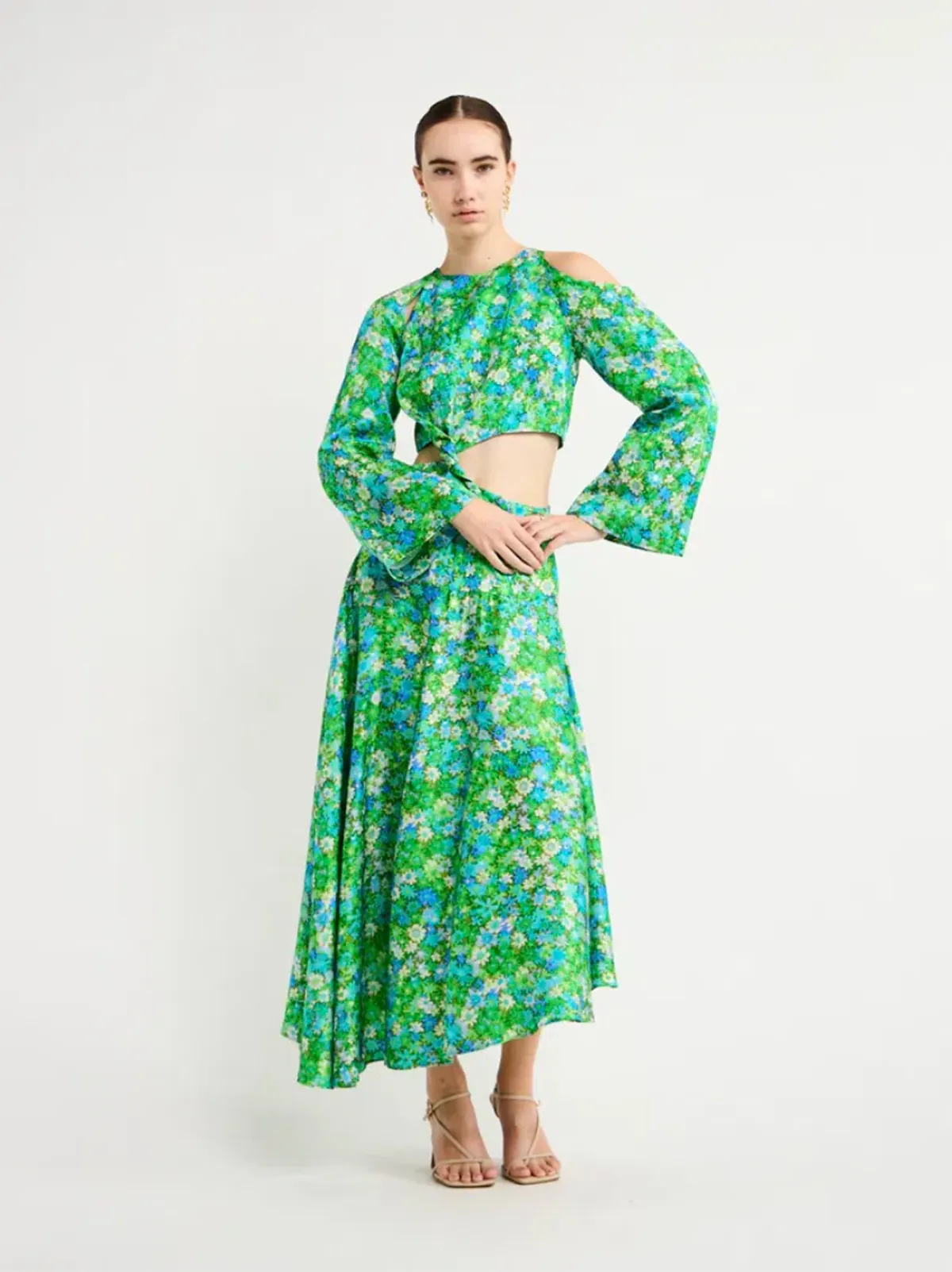 Alemais Cassandra Cut Out Midi Dress Turquoise Size 10 for rent on The Volte - main image