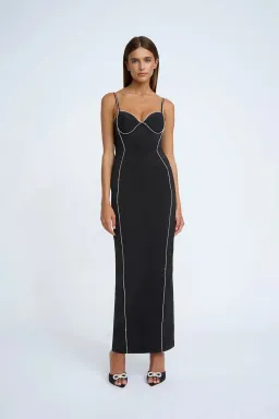 By Johnny Femmina Diamond Pipe Midi Dress Black Size 8 for rent on The Volte - image 1