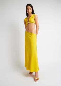 Christopher Esber Quartz Disconnect Torso Cap Sleeve Dress Yellow Size 10 for rent on The Volte - image 1