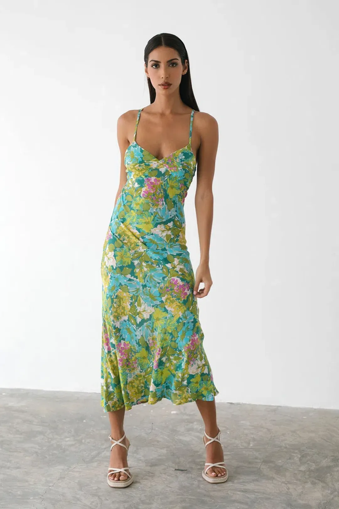 Le Salty Jean Midi Dress Floral Size XS/AU 6 for rent on The Volte - main image