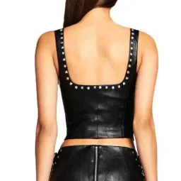 I.AM.GIA Luther Black Faux Leather Studded Corset Crop Top Size XS/Au 6 for rent on The Volte - image 2