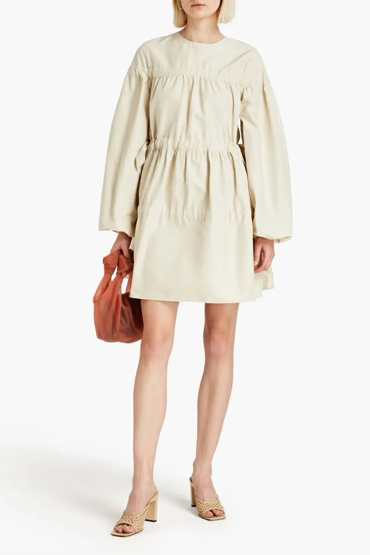 Rachel Gilbert Faille Mini Dress Ecru Size 8 for rent on The Volte - main image