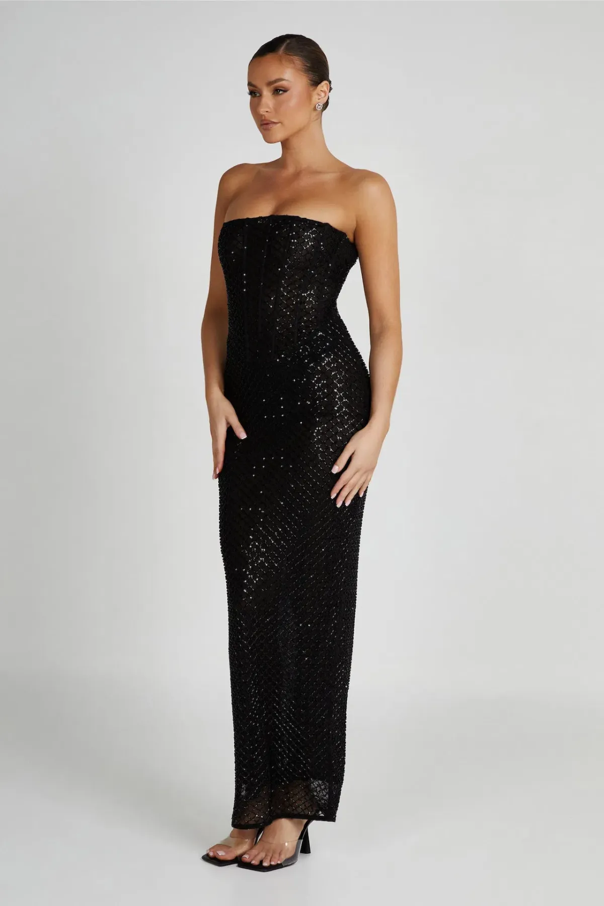Meshki Gemma Strapless Sequin Maxi Dress Black Size M / AU 10 for rent on The Volte - main image
