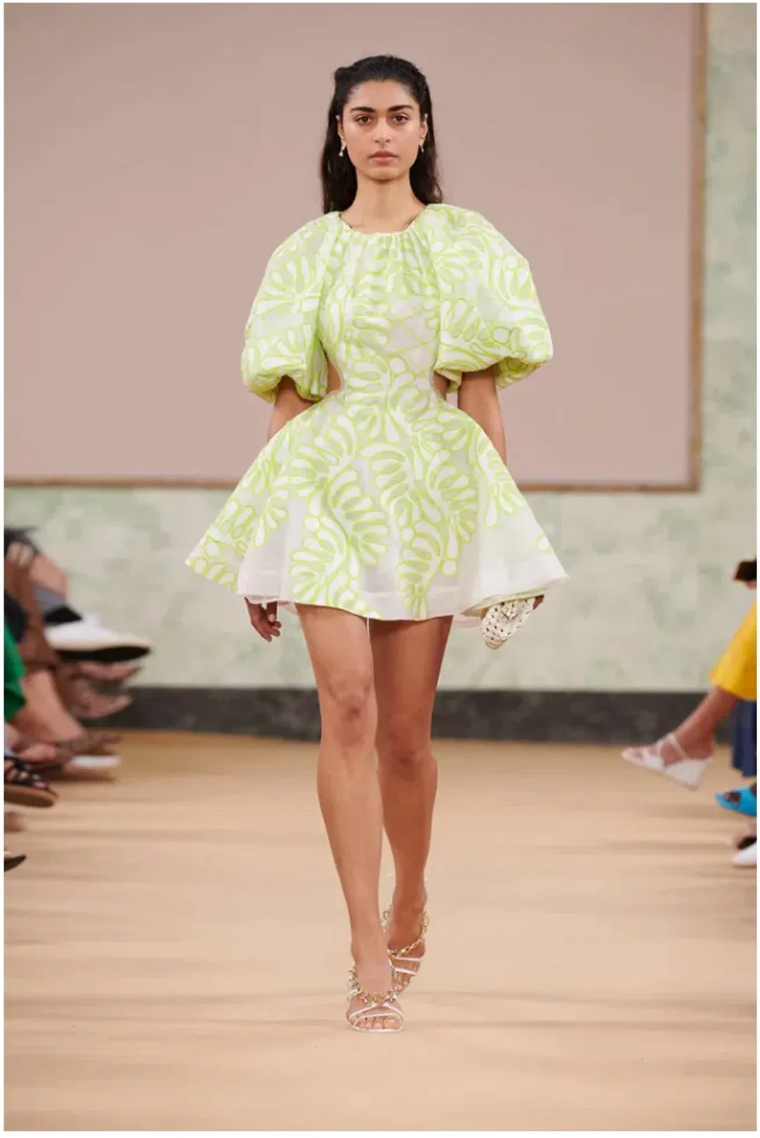 Aje Botanical Applique Mini Dress Ivory/Citrus Yellow Size XXS / AU 4 for rent on The Volte - main image