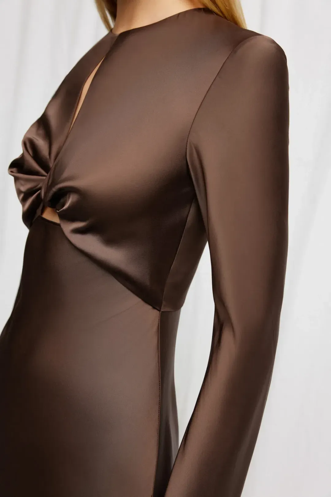 Significant Other Molly Satin Midi Dress Chocolate Size 12 for rent on The Volte - main image