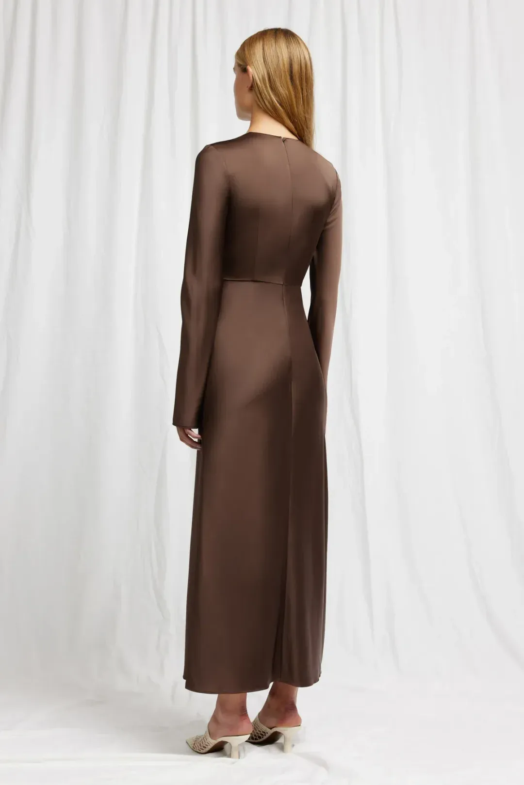 Significant Other Molly Satin Midi Dress Chocolate Size 12 for rent on The Volte - main image
