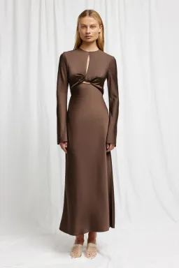 Significant Other Molly Satin Midi Dress Chocolate Size 12 for rent on The Volte - image 1