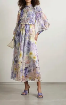 Zimmermann Rhythmic Shirred Midi Dress Floral Size 2 / AU 12 for rent on The Volte - image 2