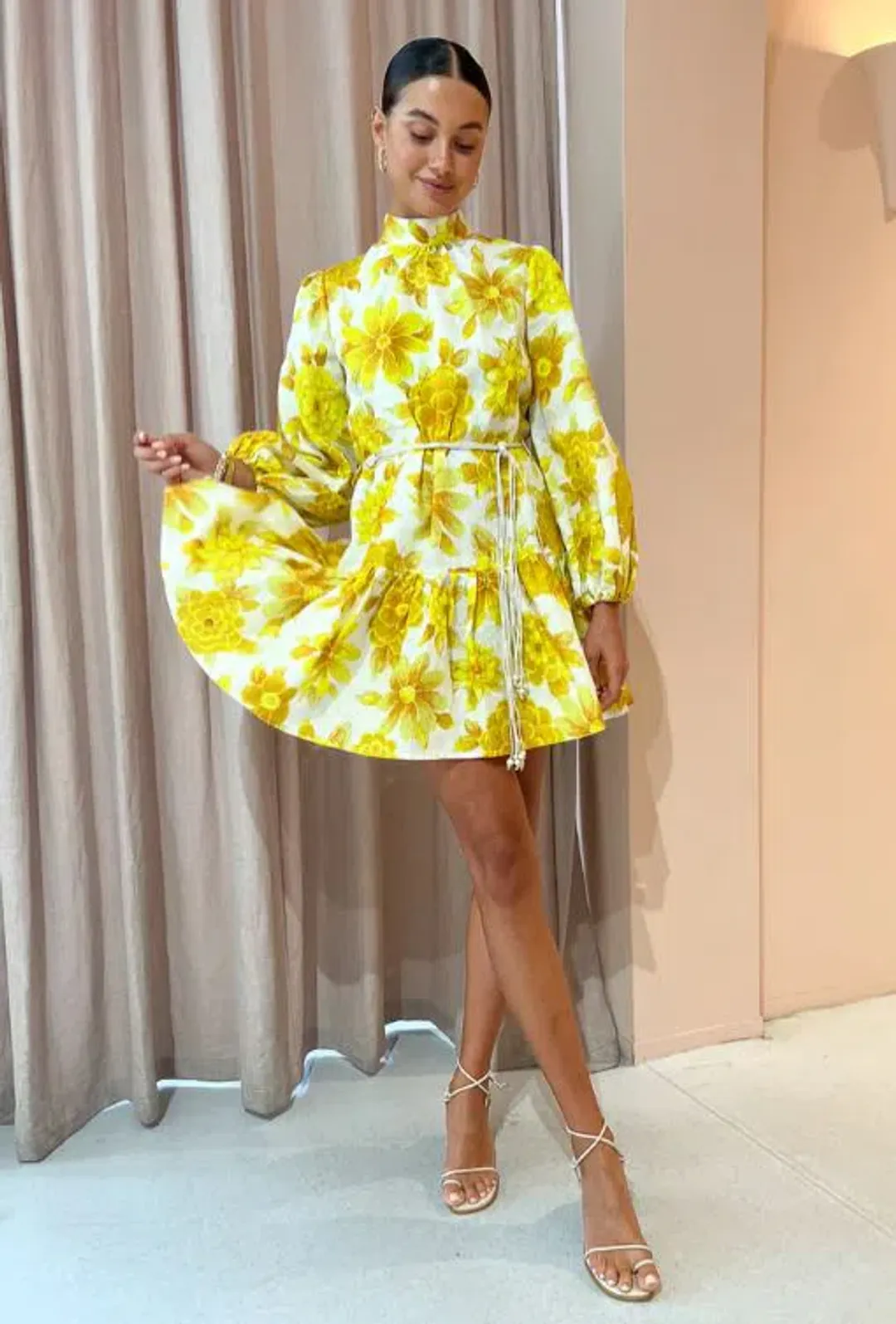 Alemais Sonny Mini Dress Yellow Floral Size 8 for rent on The Volte - main image