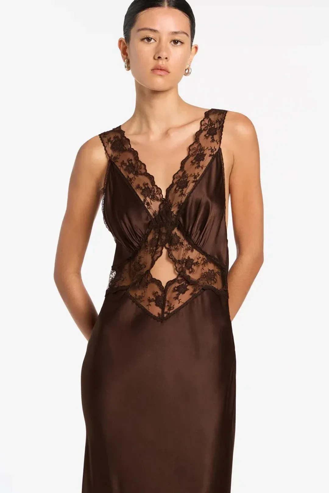 Sir the Label Aries Cut Out Gown Chocolate Size 6 for rent on The Volte - main image