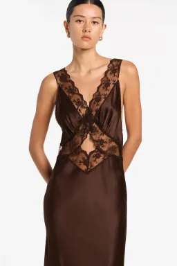 Sir the Label Aries Cut Out Gown Chocolate Size 6 for rent on The Volte - image 3