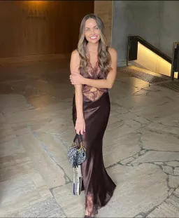 Sir the Label Aries Cut Out Gown Chocolate Size 6 for rent on The Volte - image 2