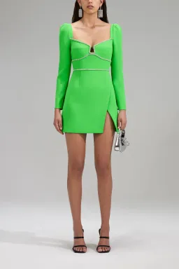 Self Portrait Embellished Crepe Dress Green Size 8 for rent on The Volte - image 3