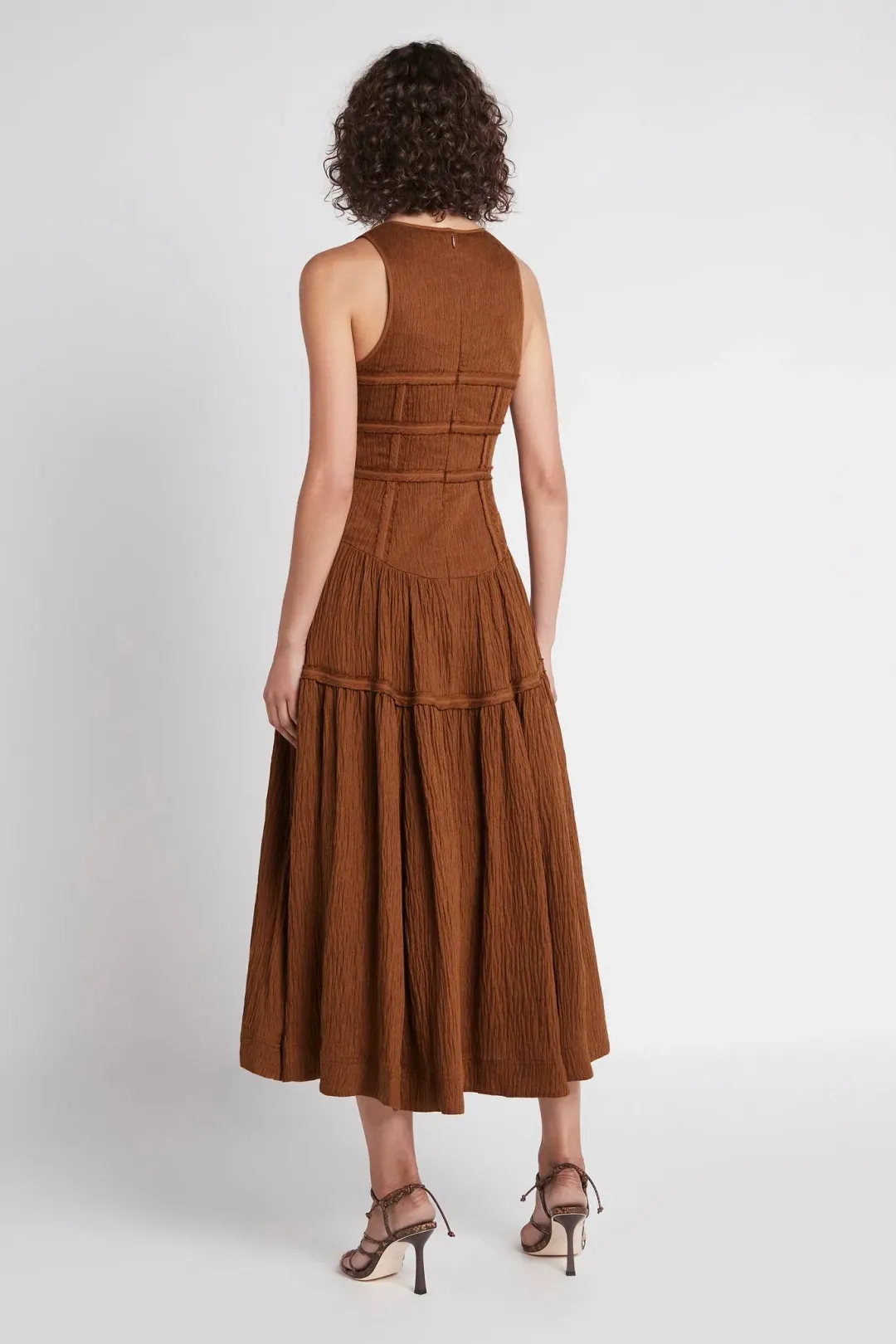 Aje Tidal Corset Midi Dress Coffee Size AU 8 for rent on The Volte - main image