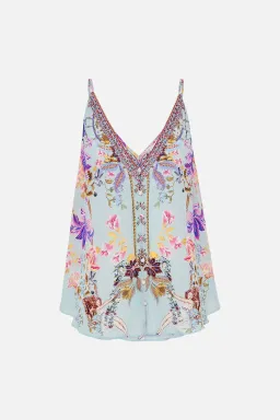 Camilla Button Front V Neck Cami Love Web Print Size AU 8 for rent on The Volte - image 3