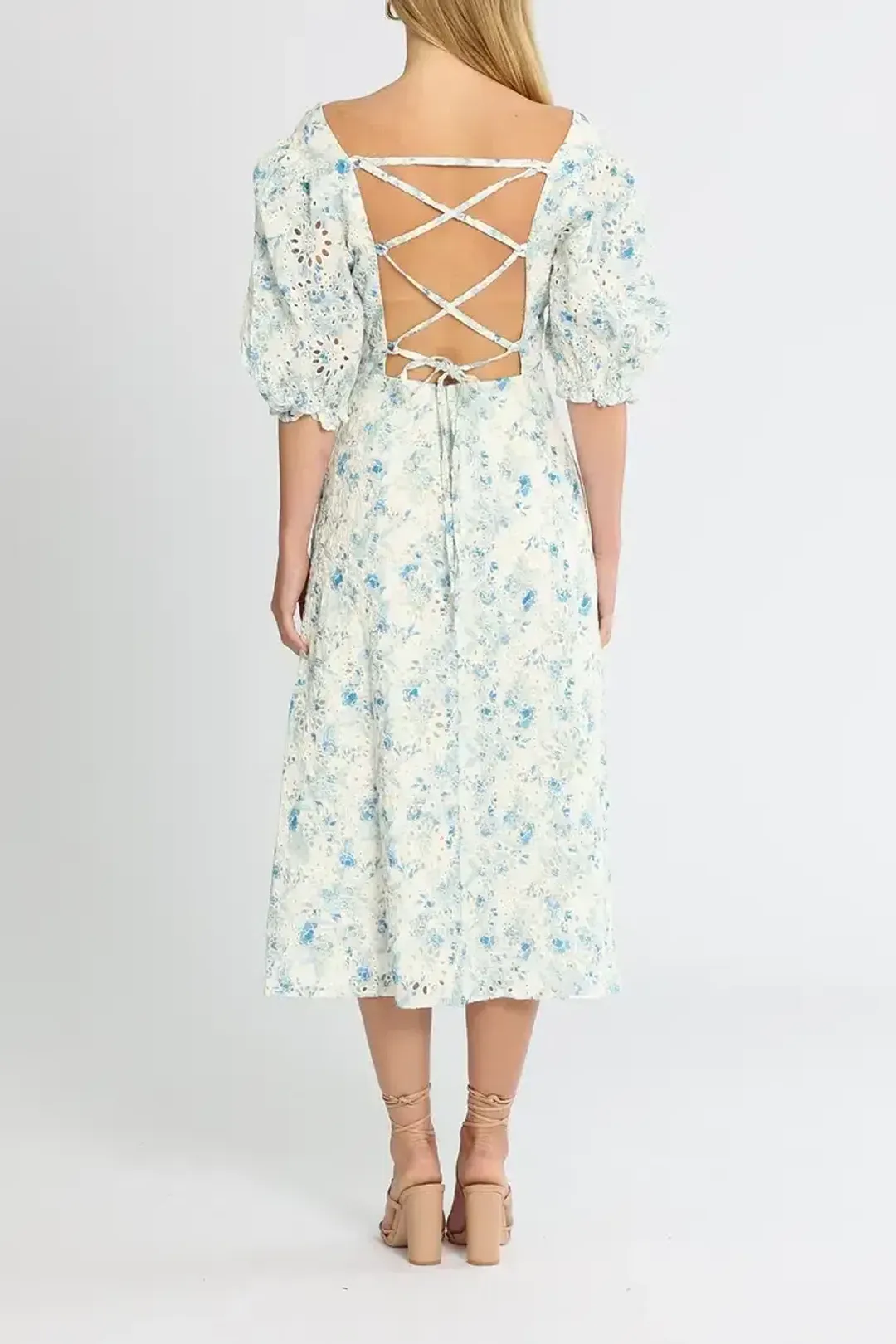 Mink Pink Zephyr Midi Dress Blue Print size 16 for rent on The Volte - main image