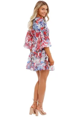 Sofia Irina Tiered Mini Balloon Dress Spring Flora Multi Print size 6 for rent on The Volte - image 3
