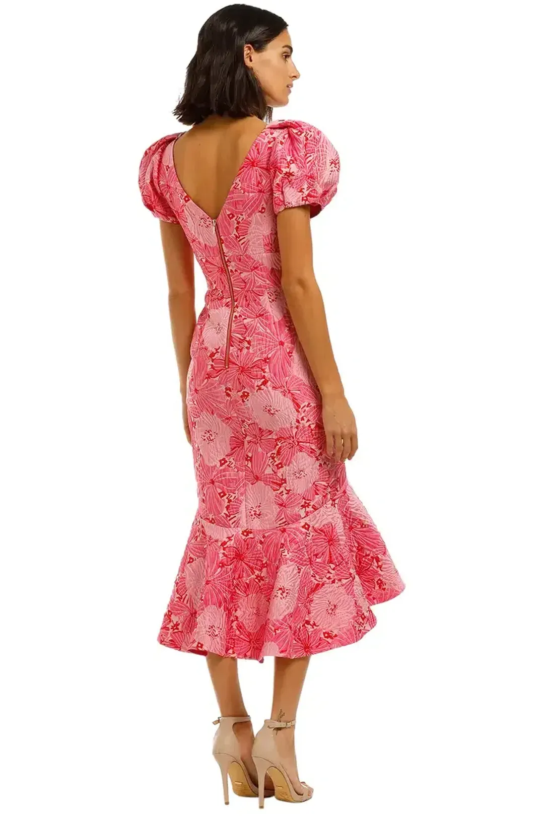 Love Honor Argento Midi Pink Floral Pink Size AU 12 for rent on The Volte - main image