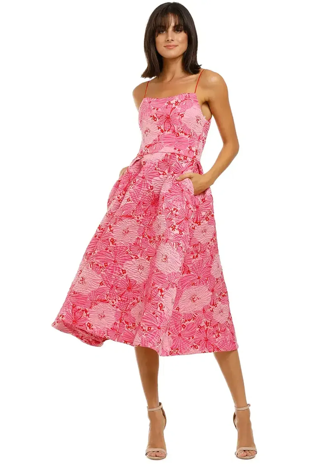 Love Honor Alexia Midi Pink Floral Size AU 10 for rent on The Volte - main image