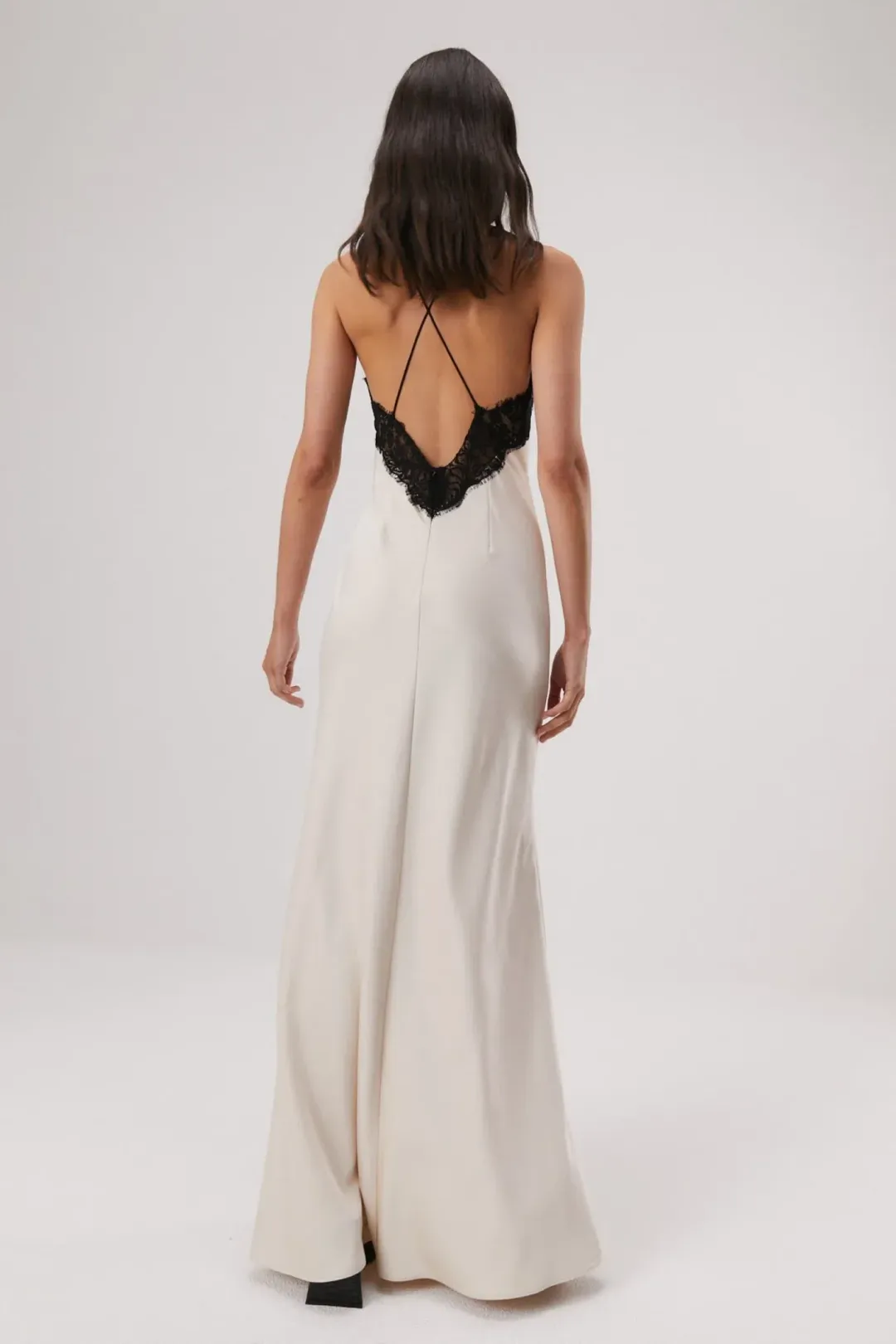 MISHA Eanna Lace Trim Slip Satin Maxi Dress Cream Size 10/M for rent on The Volte - main image