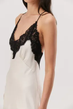 MISHA Eanna Lace Trim Slip Satin Maxi Dress Cream Size 10/M for rent on The Volte - image 4