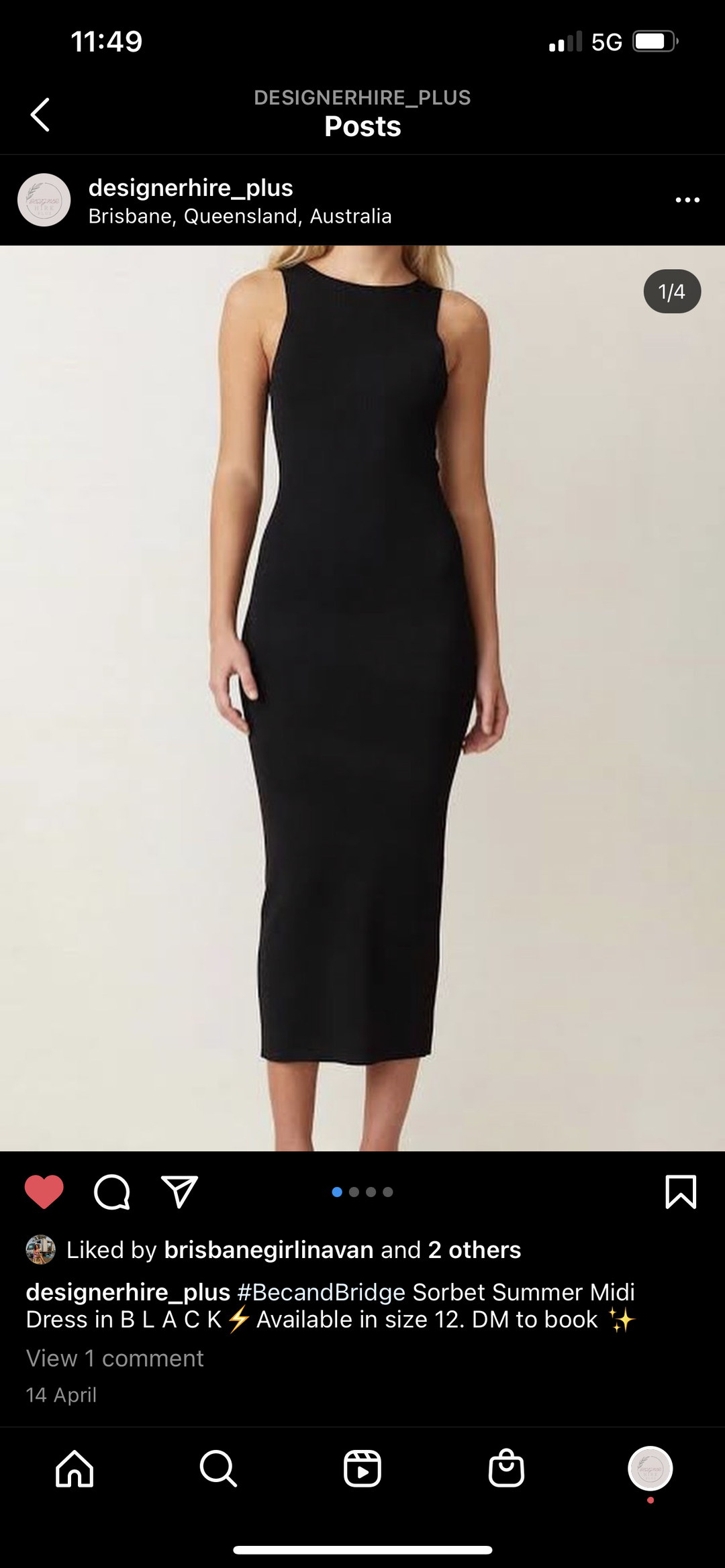 Bec & Bridge Sorbet Summer Midi Dress Black Size 12 for rent on The Volte - main image