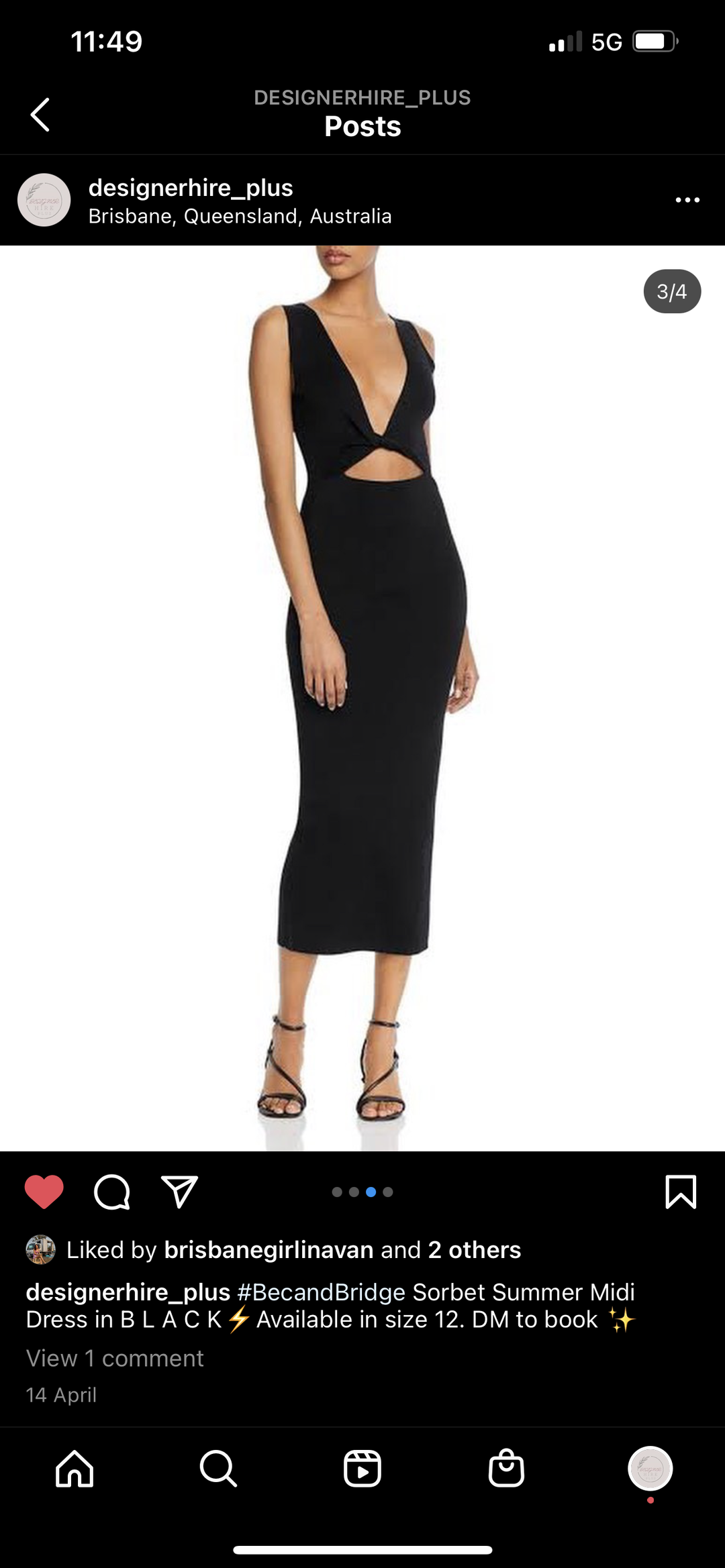 Bec & Bridge Sorbet Summer Midi Dress Black Size 12 for rent on The Volte - main image